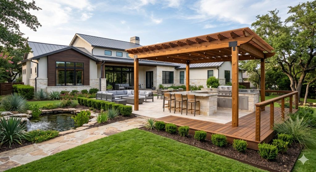 Well-maintained outdoor living and home exterior